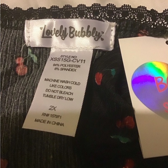 Lovely Bubbly 2X plus size black cherry tank top with scrunchie NWT - Picture 7 of 9